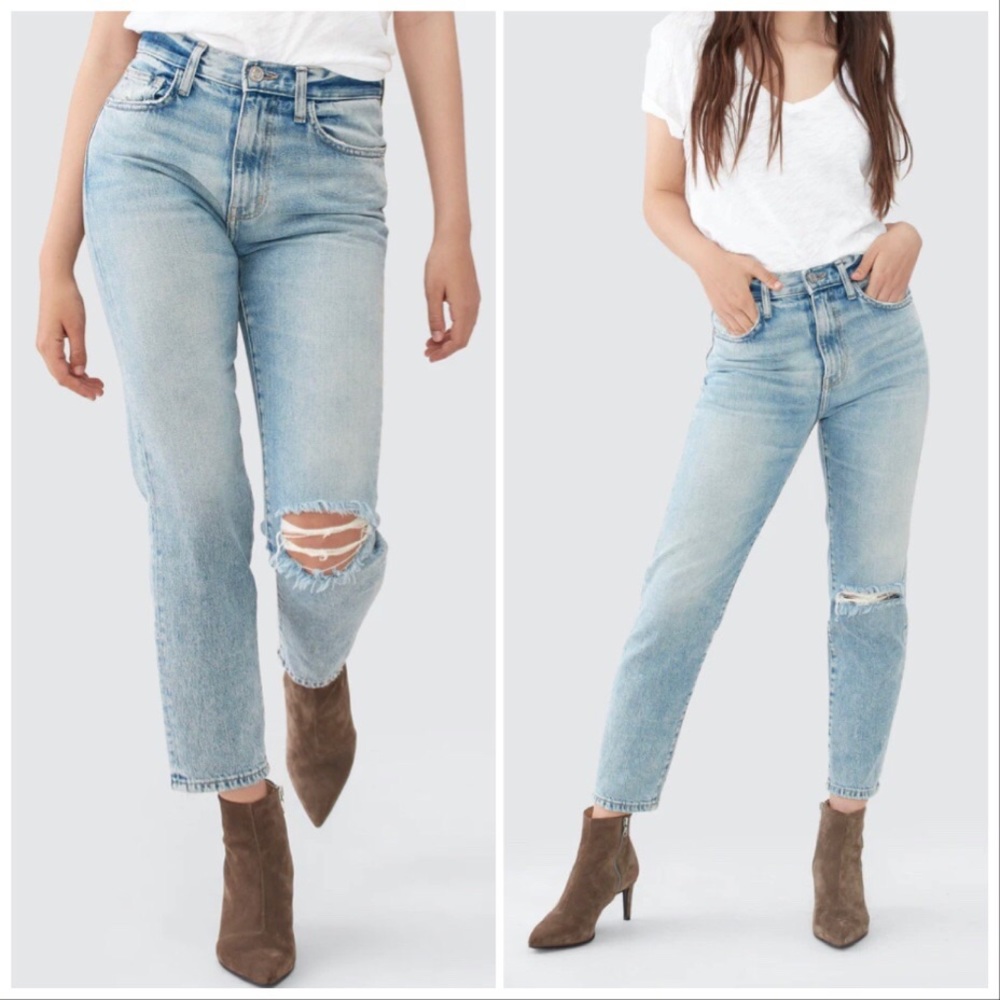 NWT Current / Elliott The Fling Light Wash Ankle Jean Distressed 100% Cotton XS